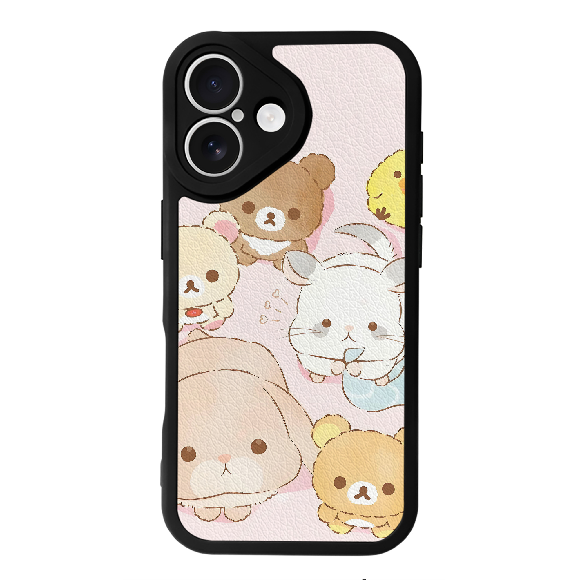 （画像用） リラックマ リラックマ キイロイトリ Rilakkuma Korilakkuma Kiiroitori 【iPhone 16シリーズ対応】シリコンスマホケース（レザー調） 材質：シリコン